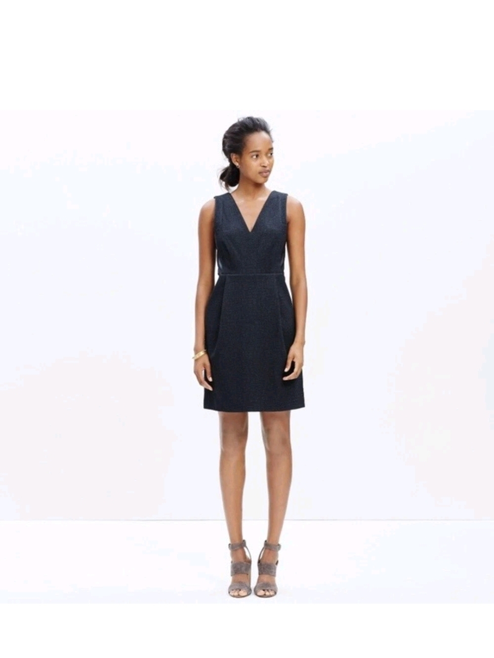 Madewell Leather Inset Ponte Knit Dress Size 12 Gray / Black